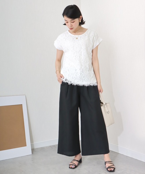 libelle more（リベル モア）の「《洗える》リネンタッチ　美シルエットパンツ（スラックス・レディース・カーキ/グレイッシュベージュ/ブラック・M/L）」の4枚目の写真