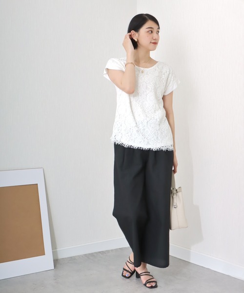 libelle more（リベル モア）の「《洗える》リネンタッチ　美シルエットパンツ（スラックス・レディース・カーキ/グレイッシュベージュ/ブラック・M/L）」の5枚目の写真