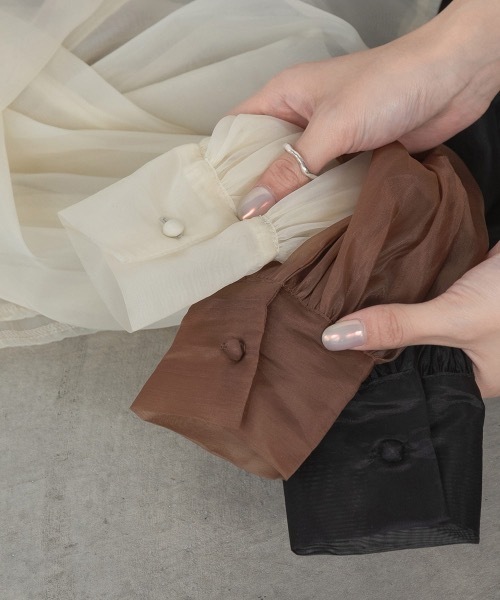 lawgy（ラウジー）の「organdy volume sleeve blouse（シャツ/ブラウス・レディース・アイボリー/ブラウン/ブラック・FREE）」の15枚目の写真