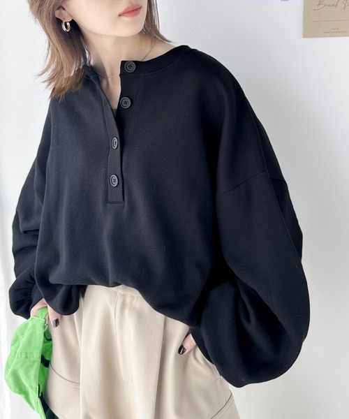 Java(ジャバ)の「《Javaジャバコラボ》スポーティムードが今気分 2way立体刺繍バックヘンリー裏起毛 オーバーサイズ プルオーバー(スウェット・レディース・ブラック/グリーン/ライトグレー/モカ/ブルー・SMALL/MEDIUM/X-LARGE/LARGE)」の7枚目の写真