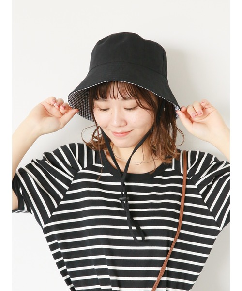 ehka sopo（エヘカソポ）の「リバーシブルバケットハット（ハット・レディース・オフホワイト/ブラック/ミント・F）」の14枚目の写真