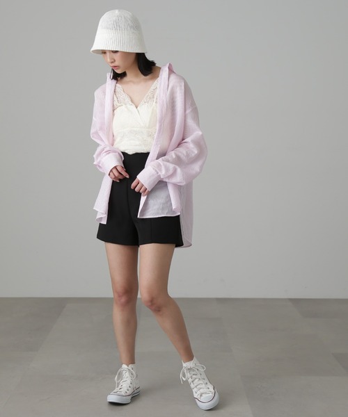 FREE'S MART（フリーズマート）の「【グリーンカラーWEB限定】◇シアーストライプオーバーシャツ（シャツ/ブラウス・レディース・ピンク系その他/グリーン/ブルー系その他/ホワイト系その他・FREE）」の8枚目の写真