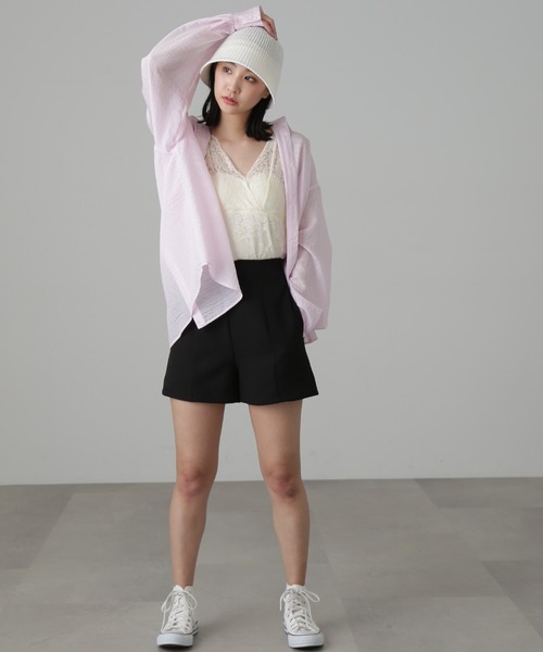 FREE'S MART（フリーズマート）の「【グリーンカラーWEB限定】◇シアーストライプオーバーシャツ（シャツ/ブラウス・レディース・ピンク系その他/グリーン/ブルー系その他/ホワイト系その他・FREE）」の6枚目の写真