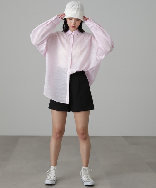 FREE'S MART（フリーズマート）の「【グリーンカラーWEB限定】◇シアーストライプオーバーシャツ（シャツ/ブラウス・レディース・ピンク系その他/グリーン/ブルー系その他/ホワイト系その他・FREE）」の11枚目の写真