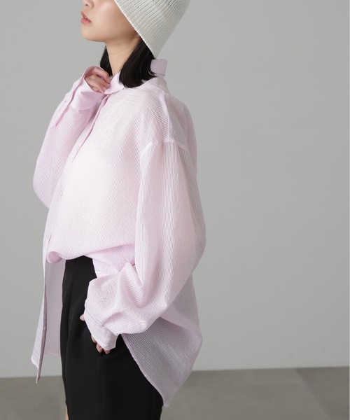 FREE'S MART（フリーズマート）の「【グリーンカラーWEB限定】◇シアーストライプオーバーシャツ（シャツ/ブラウス・レディース・ピンク系その他/グリーン/ブルー系その他/ホワイト系その他・FREE）」の12枚目の写真