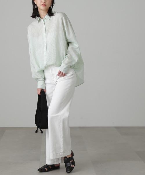 FREE'S MART（フリーズマート）の「【グリーンカラーWEB限定】◇シアーストライプオーバーシャツ（シャツ/ブラウス・レディース・ピンク系その他/グリーン/ブルー系その他/ホワイト系その他・FREE）」の16枚目の写真