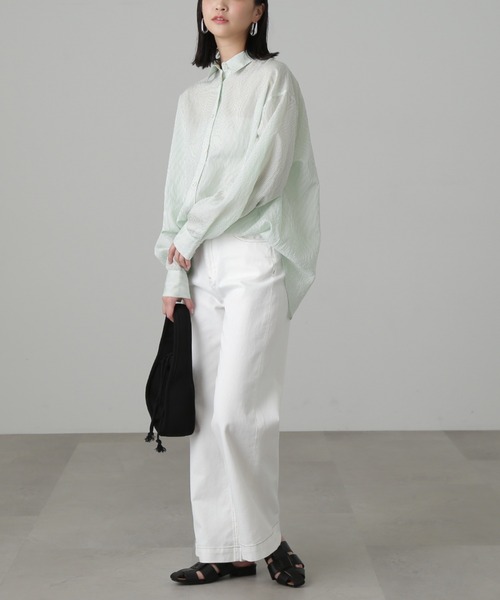 FREE'S MART（フリーズマート）の「【グリーンカラーWEB限定】◇シアーストライプオーバーシャツ（シャツ/ブラウス・レディース・ピンク系その他/グリーン/ブルー系その他/ホワイト系その他・FREE）」の17枚目の写真