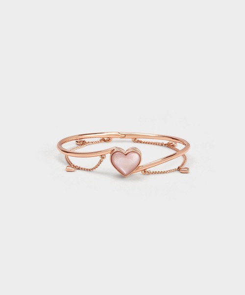 CHARLES & KEITH◆Annalisev ハートチェーンリンク ブレスレット CHARLES & KEITH(チャールズ & キース)の「ハートストーン