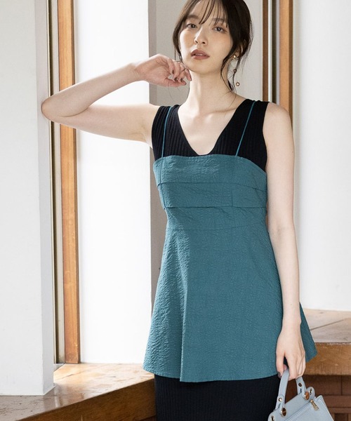 Andemiu（アンデミュウ）の「フクレタックキャミ966012（キャミソール・レディース・グリーン/アイボリー/ブラック・FREE）」の3枚目の写真