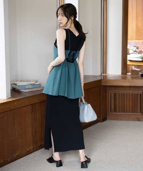 Andemiu（アンデミュウ）の「フクレタックキャミ966012（キャミソール・レディース・グリーン/アイボリー/ブラック・FREE）」の8枚目の写真