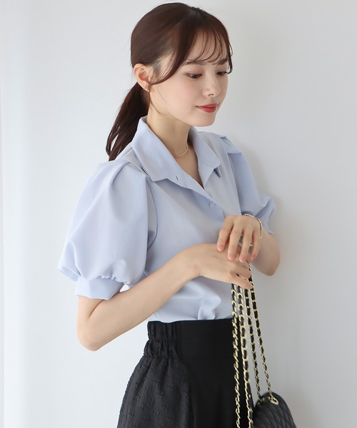 BLUEEAST（ブルーイースト）の「パフスリーブシャツ（シャツ/ブラウス・レディース・ブルー/ネイビー/グリーン/ホワイト・MEDIUM）」の4枚目の写真