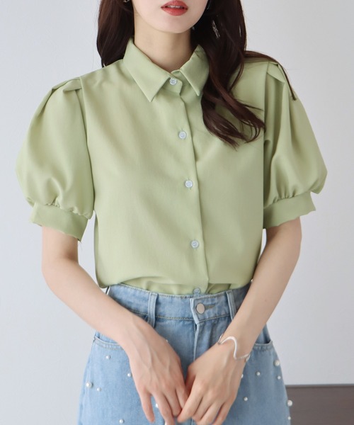 BLUEEAST（ブルーイースト）の「パフスリーブシャツ（シャツ/ブラウス・レディース・ブルー/ネイビー/グリーン/ホワイト・MEDIUM）」の3枚目の写真