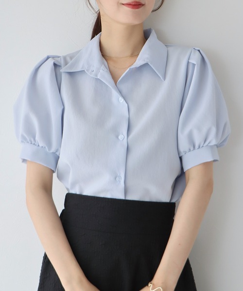 BLUEEAST（ブルーイースト）の「パフスリーブシャツ（シャツ/ブラウス・レディース・ブルー/ネイビー/グリーン/ホワイト・MEDIUM）」の5枚目の写真