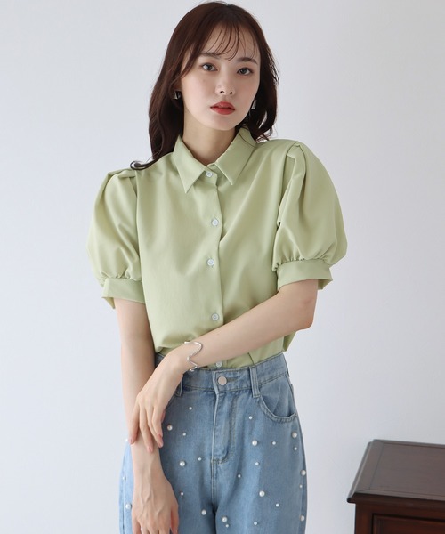 BLUEEAST（ブルーイースト）の「パフスリーブシャツ（シャツ/ブラウス・レディース・ブルー/ネイビー/グリーン/ホワイト・MEDIUM）」の7枚目の写真