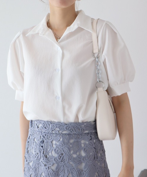 BLUEEAST（ブルーイースト）の「パフスリーブシャツ（シャツ/ブラウス・レディース・ブルー/ネイビー/グリーン/ホワイト・MEDIUM）」の10枚目の写真