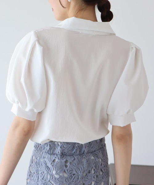 BLUEEAST（ブルーイースト）の「パフスリーブシャツ（シャツ/ブラウス・レディース・ブルー/ネイビー/グリーン/ホワイト・MEDIUM）」の11枚目の写真