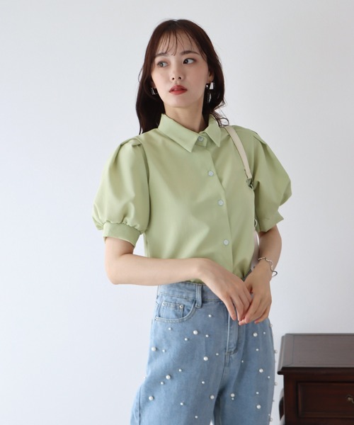 BLUEEAST（ブルーイースト）の「パフスリーブシャツ（シャツ/ブラウス・レディース・ブルー/ネイビー/グリーン/ホワイト・MEDIUM）」の17枚目の写真