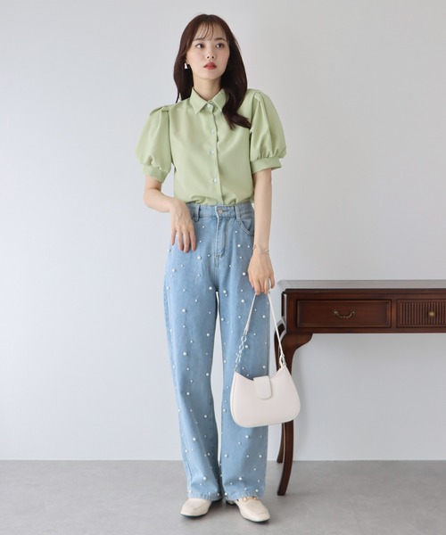 BLUEEAST（ブルーイースト）の「パフスリーブシャツ（シャツ/ブラウス・レディース・ブルー/ネイビー/グリーン/ホワイト・MEDIUM）」の18枚目の写真