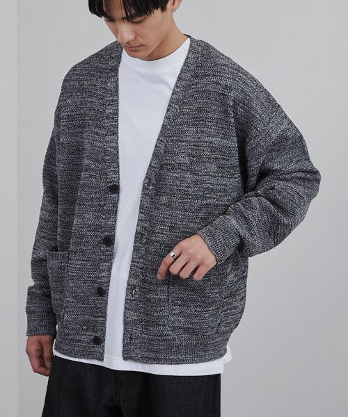 coen（コーエン）の「ポリウーリーメランジニットルーズカーディガン（カーディガン/ボレロ・メンズ・ブラック/ダークブラウン/ベージュ・S/M/L/XL）」の2枚目の写真
