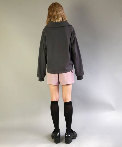 179/WG（イチナナキュウダブルジー）の「レースアップ衿付きスウェット（スウェット・レディース・パープル/オフホワイト/チャコールグレー・FREE）」の18枚目の写真