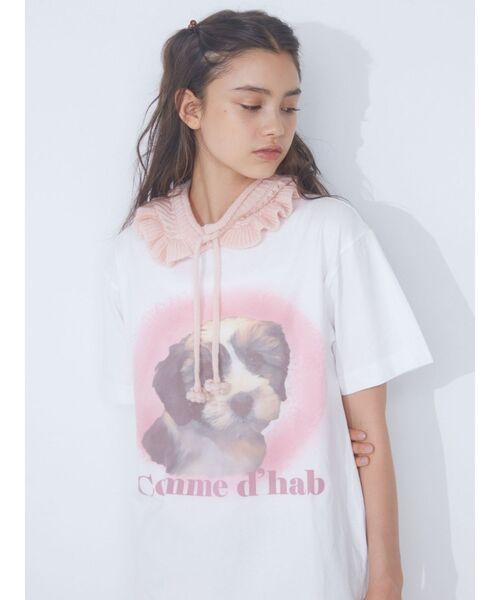 merry jenny(メリージェニー)の「dog gradation big tee(Tシャツ/カットソー・レディース・ベージュ/グレー/オフホワイト・FREE)」の4枚目の写真