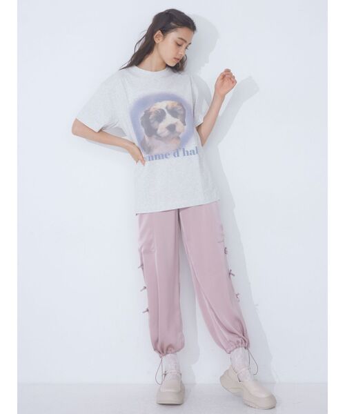 merry jenny(メリージェニー)の「dog gradation big tee(Tシャツ/カットソー・レディース・ベージュ/グレー/オフホワイト・FREE)」の5枚目の写真