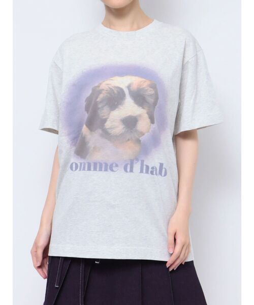 merry jenny(メリージェニー)の「dog gradation big tee(Tシャツ/カットソー・レディース・ベージュ/グレー/オフホワイト・FREE)」の1枚目の写真