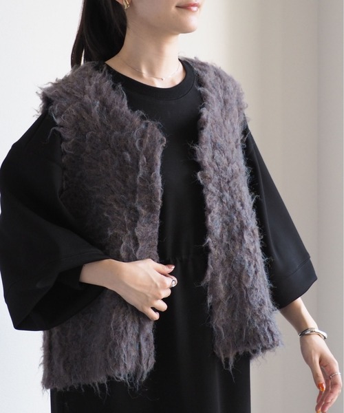 cepo（セポ）の「シャギーベスト（ベスト・レディース・ブラウン/オフホワイト/ブルー・M）」の3枚目の写真