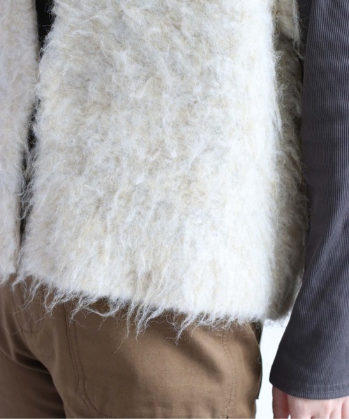 cepo（セポ）の「シャギーベスト（ベスト・レディース・ブラウン/オフホワイト/ブルー・M）」の5枚目の写真