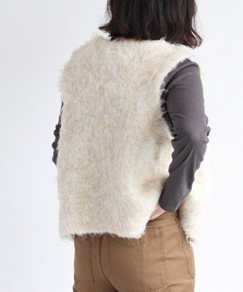 cepo（セポ）の「シャギーベスト（ベスト・レディース・ブラウン/オフホワイト/ブルー・M）」の17枚目の写真