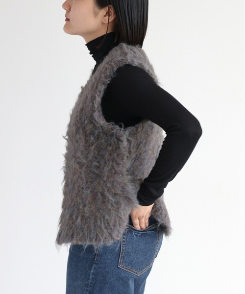 cepo（セポ）の「シャギーベスト（ベスト・レディース・ブラウン/オフホワイト/ブルー・M）」の10枚目の写真