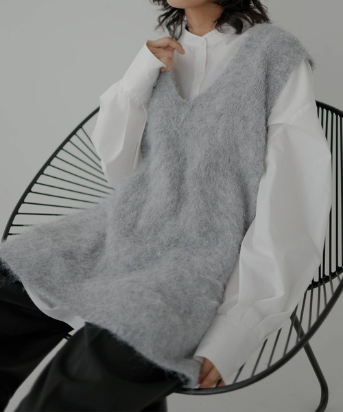hellam（へラム）の「ウールシャギーVネックベスト（ベスト・レディース・オフホワイト/杢グレー/チャコールグレー・FREE）」の15枚目の写真
