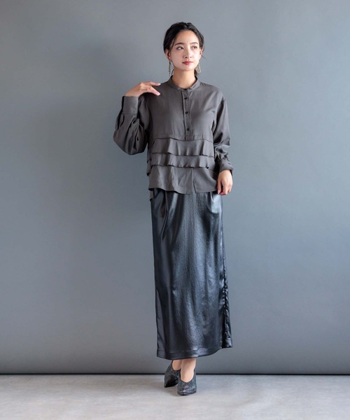 choco♡新品　[RAW FUDGE]ティアード切替えブラウス RAW FUDGE（ローファッジ）の「ティアード切替スタンドカラーブラウス