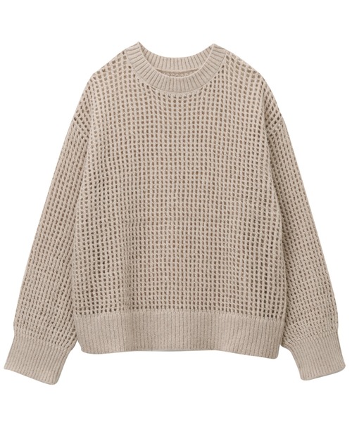 GeeRA(ジーラ)の「モヘアタッチスクエアメッシュニット(ニット/セーター・レディース・ライトベージュ/ブラック・MEDIUM/LARGE)」の15枚目の写真