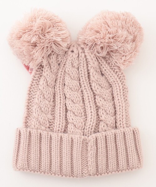 ANY(エニィ)の「ポンポン付き ニット キャップ(ニットキャップ/ビーニー・キッズ・ピンク系/ブラック系/アイボリー系・56/54)」の5枚目の写真