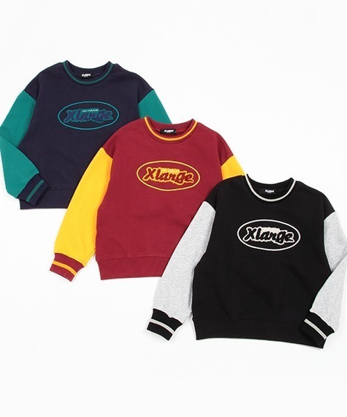 XLARGE KIDS（エクストララージキッズ）の「パネルライントレーナー（スウェット・キッズ・ワインレッド/ブラック/ネイビー・100cm/130cm/140cm/120cm/90cm/110cm/80ｃｍ）」の4枚目の写真