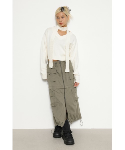 LAGUA GEM(ラグアジェム)の「TIE V NECK ニット(ニット/セーター・レディース・ブラック/ブラウン/ホワイト・FREE)」の4枚目の写真