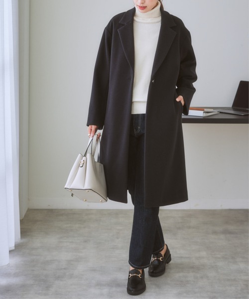 7days Life Styling（セブンデイズライフスタイリング）の「【パチパチしにくい】プリーツ風柄ボリューム袖ニット（しっとりなめらかムースタッチ）（ニット/セーター・レディース・グレイッシュベージュ/サックスブルー系/ネイビー/オフホワイト/杢グレー・M/LL/S/L）」の14枚目の写真