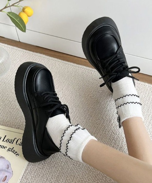 STYLEBLOCK(スタイルブロック)の「厚底レースアップマニッシュシューズ(その他シューズ・レディース・ブラック/ブラック系その他/オフホワイト・35/37/38/39/36)」の2枚目の写真