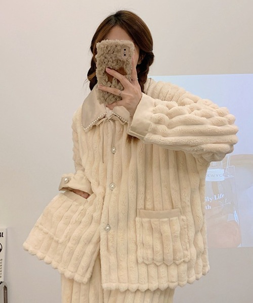 aimoha(アイモハ)の「秋冬暖かふわふわ レディース 立体感ルームウェア 上下2点セット(ルームウェア/パジャマ・レディース・ホワイト・X-LARGE/LARGE/MEDIUM)」の6枚目の写真