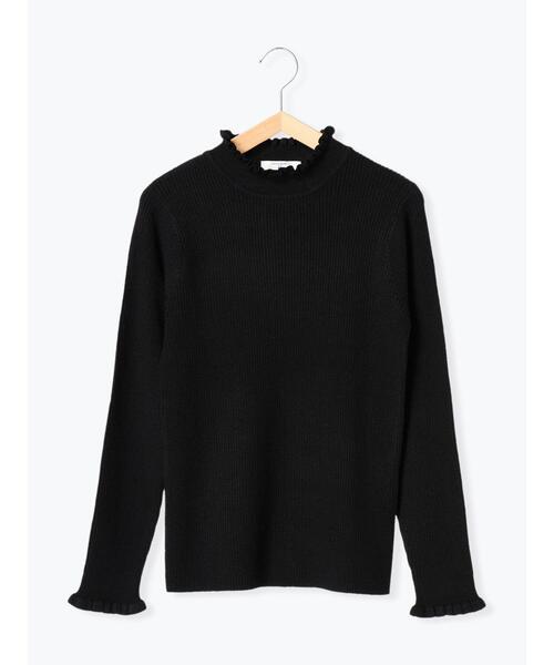 Samansa Mos2 blue（サマンサモスモスブルー）の「フリル衿リブニットプルオーバー（ニット/セーター・レディース・キナリ/グリーン/ブラック・F）」の16枚目の写真