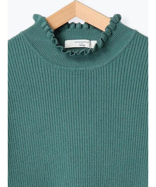 Samansa Mos2 blue（サマンサモスモスブルー）の「フリル衿リブニットプルオーバー（ニット/セーター・レディース・キナリ/グリーン/ブラック・F）」の19枚目の写真