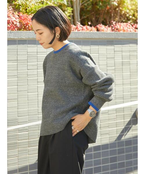 AMERICAN HOLIC（アメリカンホリック）の「配色ラインニットプルオーバー（ニット/セーター・レディース・杢グレー/ホワイト系その他/ブラウン・L/M）」の19枚目の写真