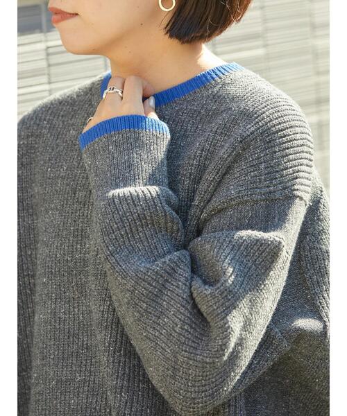 AMERICAN HOLIC（アメリカンホリック）の「配色ラインニットプルオーバー（ニット/セーター・レディース・杢グレー/ホワイト系その他/ブラウン・L/M）」の21枚目の写真