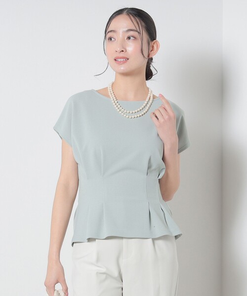 BEAMS HEART（ビームスハート）の「BEAMS HEART / タックペプラム プルオーバー（シャツ/ブラウス・レディース・オフホワイト/グリーン系その他/ネイビー/パープル系その他・FREE）」の6枚目の写真