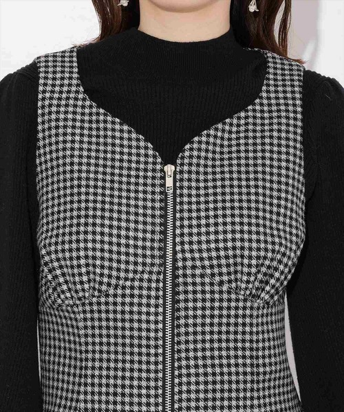 WILLSELECTION(ウィルセレクション)の「フロントジップ千鳥ジャンスカ(ジャンパースカート・レディース・ベージュ系その他6/グリーン系その他5/ブラック系その他5・MEDIUM)」の7枚目の写真