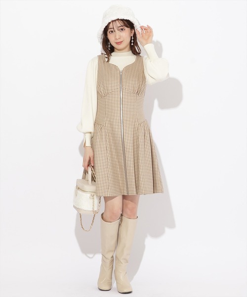 WILLSELECTION(ウィルセレクション)の「フロントジップ千鳥ジャンスカ(ジャンパースカート・レディース・ベージュ系その他6/グリーン系その他5/ブラック系その他5・MEDIUM)」の13枚目の写真
