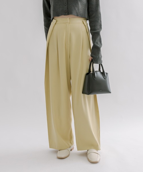 mline（エムライン）の「[mline]ウエストボタンスラックスパンツ（スラックス・レディース・イエロー/アイボリー/チャコールグレー・1/2）」の3枚目の写真