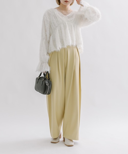 mline（エムライン）の「[mline]ウエストボタンスラックスパンツ（スラックス・レディース・イエロー/アイボリー/チャコールグレー・1/2）」の10枚目の写真