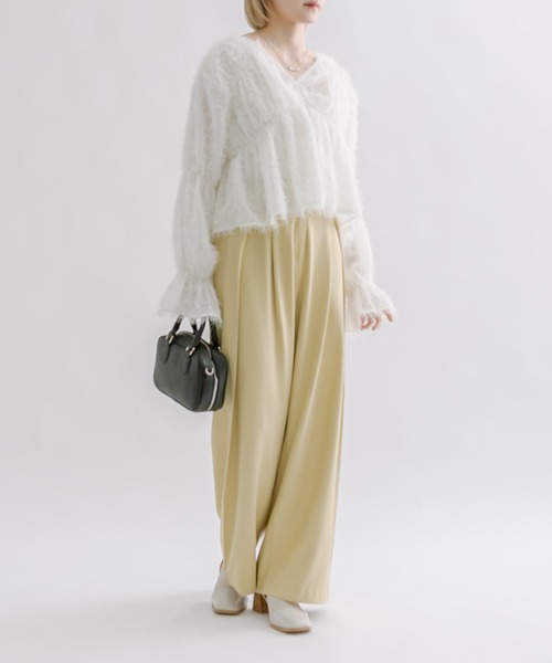 mline（エムライン）の「[mline]ウエストボタンスラックスパンツ（スラックス・レディース・イエロー/アイボリー/チャコールグレー・1/2）」の8枚目の写真